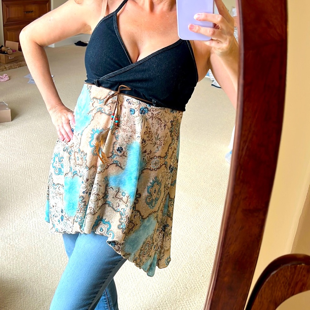 Boho stretch festival halter top